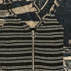 Black and White Striped Top with Zipper